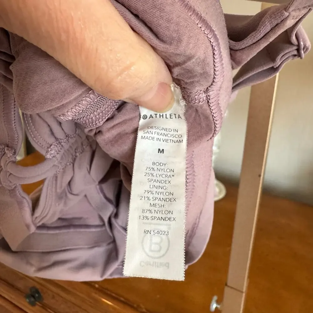 Athleta Cinch Longline Bra Floral Mauve Lavender M - Picture 6 of 8